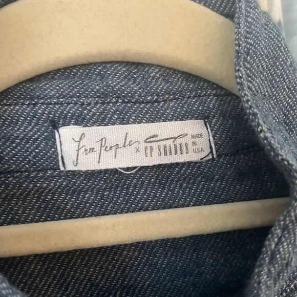 Free people by CP shades extra small shirt dress blue cotton pockets - Picture 5 of 6